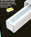Close-up of LED tube from DIY Hexagon LED Garage Light Kit, showing 6500K bulb in aluminum housing with detailed features.