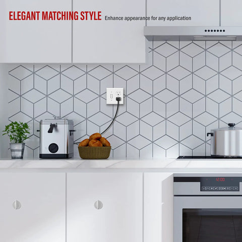Combo Toggle Switch And Duplex Outlet Wall Plate Cover For 2-Gang, 4.5 By 4.57 Inches, installed in modern kitchen
