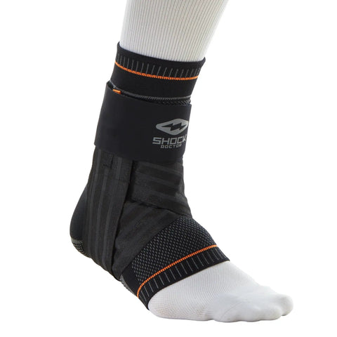 Ultra Knit Ankle Brace With Figure 6 Straps And Stays For All Day Support, Compression, Breathable Moisture Wicking Knit, Black, X Large