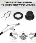 Straight Up Windshield Check Valves Plus Wiper Linkage Bushing Kit Built For Jeep Wrangler JK And JKU Years 2007 Through 2018 Perfect Swap Replaces 55077859AC 602 105 Plug N Play Setup Means You Can Fix It Yourself At Home Real Fast. Three-position windshield wiper linkage kit with black bushings, clip, and Jeep pivot points
