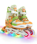 Adjustable Inline Skates For Kids Ages 12 To 16 Youth Size Y6 To Y8 Light Up Wheels Outdoor And Indoor Use Safe Semi Soft Boot With Protective Support Kid Approved Perfect For Boys And Girls Orange