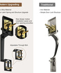 Comparison of a modern zinc alloy and traditional iron Black Front Door Handle With Passage Lever No Lock Exterior Door Handle