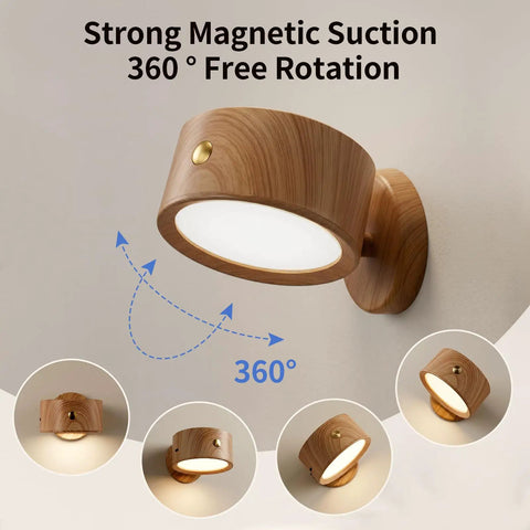 USB Rechargeable Wall Light Set Two Pack With 360 Degree Rotating Magnetic Heads Adjustable Sconce Lighting