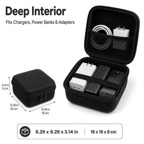 Tough As Nails Hard Shell Electronics Travel Organizer Case With Heavy Duty Eva Build For Secure Cable Storage And Water Resistant Gadget Protection On Weekend Hikes, showing charger's deep interior.