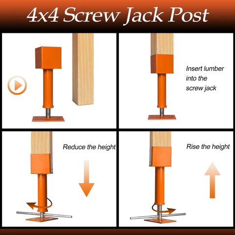 Adjustable Screw Jacks Set For Leveling And Support, Heavy Duty Floor Jacks 14.5 To 18.5 Inch Range, 24000 Lb Capacity, image of jack usage