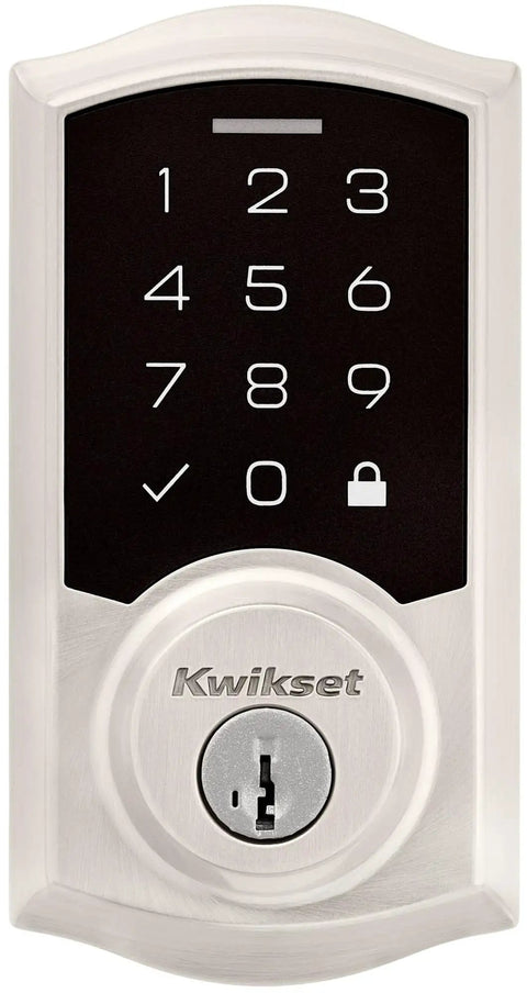 Keyless Entry SmartCode Touchpad Electronic Deadbolt With SmartKey, Satin Nickel Finish, Traditional Single Cylinder Door Lock