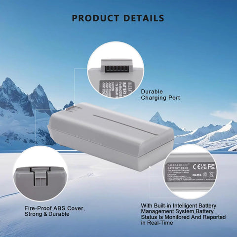 Smart Flight Battery For DJI Mini Series Replacement 2400mAh Up To 31 Minutes Flight Time showing durable design and charging port