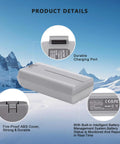 Close-up of 2 Pack Mini 4K Intelligent Drone Battery showing ABS cover, charging port, and battery details for DJI Mini 2 SE 4K