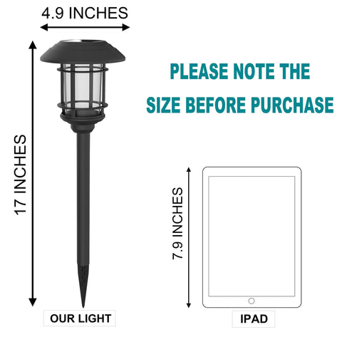 Six Pack Solar Powered Pathway Lights Waterproof Warm White Outdoor Lighting For Lawn Patio Yard Walkway Deck And Driveway Auto On At Dusk Off At Dawn No Wiring size comparison with tablet
