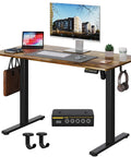Electric Standing Desk 40 By 24 Inch Sit Stand Desk With Memory Presets Adjustable Height From 28.3 To 46.5 Inches with built-in hooks