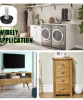 Heavy Duty 12 Pack Adjustable Furniture Levelers With M6 Thread Anti Wobble Feet in a laundry and living space setting.