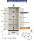 Product specifications for Farmhouse Pantry Cabinet 72 Inch Tall Wood Storage With Adjustable Shelves Barn Style Doors And Drawer
