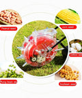 Manual Seed Planter And Fertilizer Applicator For Garden showing seeds like peanut, corn, soybean, cotton on grass
