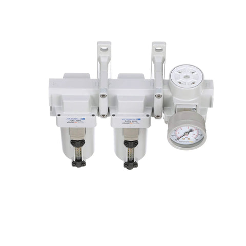 Three Stage Air Drying System With 10 Micron Particulate Filter And 0.1 Micron Coalescing Filter, One Half Inch NPT Regulator, Auto Drain