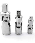 Heavy Duty Universal Joint Set With Flexible Ratchet Extension Bars In Quarter Inch Three Eighth And Half Inch Drive Chrome Vanadium Steel, 3 sizes