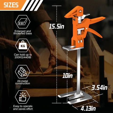 Heavy Duty Arm Jack Lifter 2 Pack Made From Tough Stainless Steel And Aluminum Alloy Handles, 15.5in tall, 440 lbs capacity.