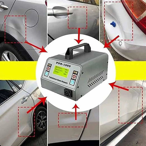 1000W Induction Heater Dent Repair Kit for Auto Body Paintless Dent Pulling and Sheet Metal Repair with before and after results.