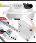 Electric Fuel Pump Module Assembly For Chevy And GMC Pickups Fits Silverado 1500 2500 3500 And Sierra 1500 2500 3500 1999-2004 With 4.3L 4.8L 5.3L 6.0L 8.1L Engines Includes Two Connectors And Three Tube Ports Heavy Duty Plug And Play Easy Install, showing top view and detail connectors