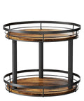 Top Tier Heavy Duty Rustic Lazy Susan Turntable With Smooth Spin Rotating Spice Rack And Reinforced Metal Frame Sturdy pantry organizer view from the side.