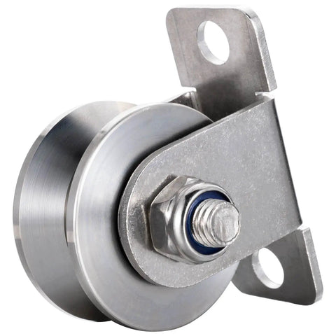 Cable Pulley Wall Mount With 48mm Wheel Dual Bearings Stainless Steel V Type Rope Pulley For Pulley System And Sliding Gate