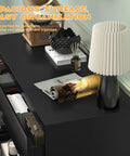 Top view of Black Modern 3 Drawer Dresser For Bedroom And Living Room with decorative items on the spacious surface