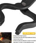 Heavy Duty Beefy Blacksmith Tools Set For Knife Making With V Bit Blade Tongs Set and Forge Hammer detail, shown in black steel.
