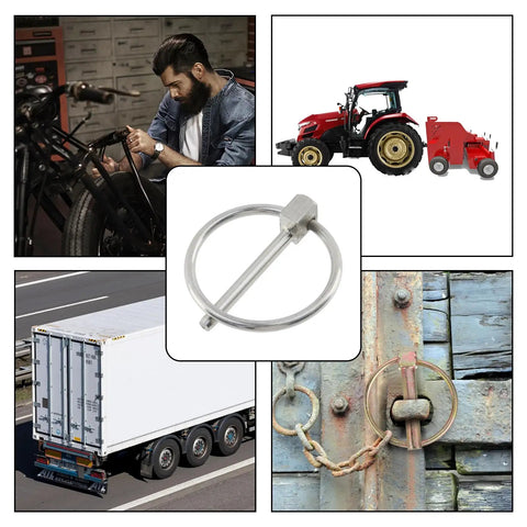 4 Pack Beefy Stainless Steel Locking Lynch Pins With Rings 1/8 To 1-3/8 Inch Heavy Duty Trailer Hitch Pins for Truck and Tractor