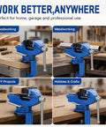 Compact Table Vise For Small Wood And Metal Projects 50mm Clamp Width Handy Clamp Tool For Hobbyists Quick Secure Holding No Fuss Craft And Workshop Helper For DIY Woodworking, blue vise in woodworking and metalworking use