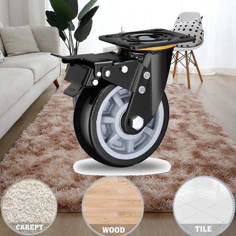 Heavy Duty Office Chair Wheels With Silent Polyurethane Casters For Hardwood Floors, showcasing a caster on a plush rug.
