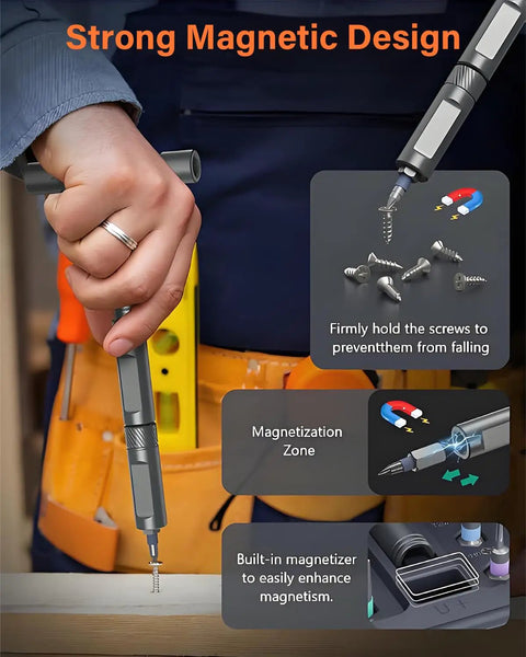 42 In 1 Magnetic Ratchet Screwdriver Set With Detachable Handle showing strong magnetic design in use