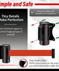 Wall Mount Retractable Belt Barrier With 9.2 Ft Red Belt In Sturdy Black Casing For Indoor And Outdoor Crowd Control diagram.