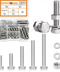 M6 Screws Kit 232 Pieces With Hex Nuts, Flat Washers, And Split Lock Washers, 16mm To 50mm Stainless 304 Fasteners For Automotive, Machinery, And Structural Projects. M6 stainless steel screw kit with assorted bolts, nuts, washers, and storage box