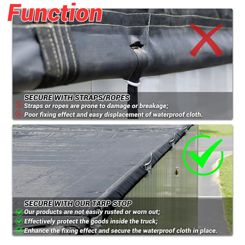 Easy Off Aluminum Tarp Stop Upright Kit With Clevis Pins For Truckin Hauling, 6 Tarp Stops And 12 Pins, Heavy Duty Aluminum Tarp Clamps To Secure Waterproof Cloth, Quick Install For Safer Load Protection on truck tarp