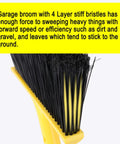 Close-up of Four Pack Outdoor Broom With 58 Inch Adjustable Handle And 14.2 Inch Wide Heavy Duty Bristles for fine particle pickup