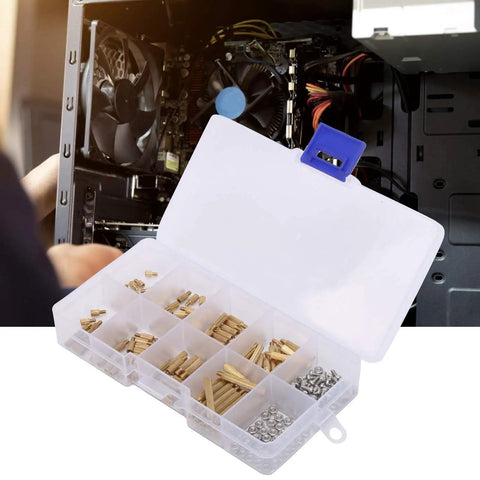 260Pcs M2 Brass Standoff Kit With Hex PCB Spacers And Hardware For PC Case Builds DIY Electronics Maintenance Includes Assorted Standoffs Screws And Nuts For Stable PCB Mounting open case with brass spacers