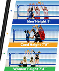 Heavy Duty Outdoor Volleyball Net Set With Anti Sag Design And Adjustable Aluminum Poles Portable Backyard Beach Net System Blue for different heights of play on sand