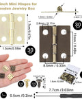 60 Sets Mini Hinges With Screws 0.6 Inch 270 Degree Folding Butt Hinges For Wood Jewelry Boxes Diy Projects Gates Drawers Gold And Bronze Finish Includes Screwdriver And Clear Storage Box 120 Gold Screws And 120 Bronze Screws displayed