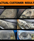 CERAKOTE Ceramic Headlight Restoration Kit; collage of three headlights before and after restoration