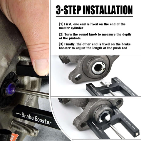 Magnetic Brake Booster Adjustment Tool With Master Cylinder For Precise Braking Distance Tuning Aluminum Push Rod installation