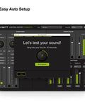 Screenshot of Six-Channel DSP Powered USB Audio Interface With Auto Setup interface showing test setup wizard