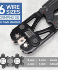 All In One Battery Cable Lug Crimping Tool Kit For 8 To One Zero AWG With 63 Copper Lugs And 25 Heat Shrink Tubes Wire Cutter