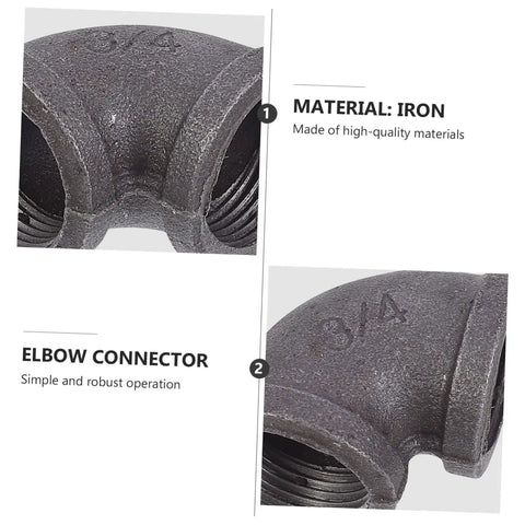Close-up of 3/4 inch heavy duty cast iron elbow connector from Six Piece Industrial Elbow Cast Iron Pipe Connector Set For Plumbing And HVAC.