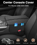 Mazda CX 90 Center Console Armrest Cover Custom Fit For 2024 2025 2026 Leather Look Arm Rest Cushion Pad installed in vehicle interior