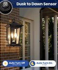 Two Light Outdoor Wall Sconce In Matte Black And Gold Finish With Clear Glass Weather Resistant Aluminum Exterior Lantern