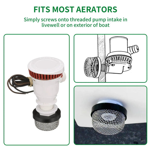 Pro Grade Premium Stainless Steel Mesh Strainer Aerator Screen for livewell inline filtration three quarter to fourteen inch size.
