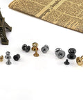 Badass Chicago Screws And Button Head Stud Rivets Sweet Top Tier Fasteners For Leathercraft DIY Crafts Featuring black and gold zinc alloy pieces.