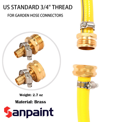 Brass Garden Hose Connector Repair Kit With Stainless Clamp Fits One Half Inch Water Hose Fitting Barb To Three Quarter Inch GHT