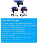 Manual drain instructions for Air Filter Regulator 1/4 Inch NPT For Compressed Air Systems with close and open indicators.