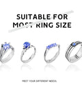 Invisible Silicone Ring Size Adjusters Kit With Four Size Options, 12 Pack, showing clip-on guards on various rings