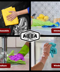 AIDEA microfiber cleaning cloths collage, 50-pack, 12x12 in; for automobile, kitchen, furniture, and window cleaning